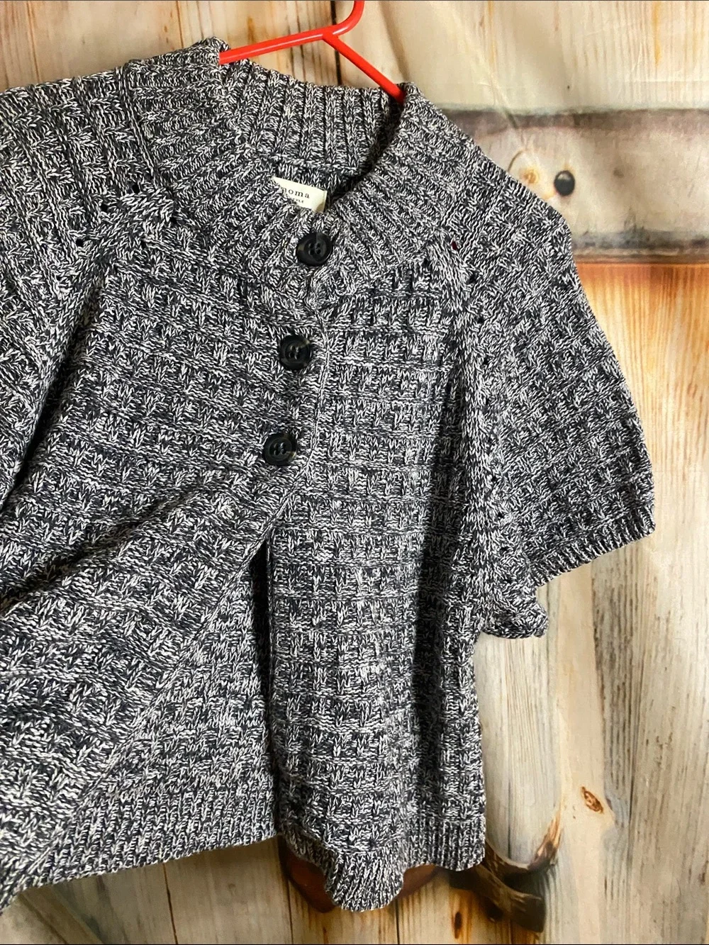 Sonoma Marled Gray Short-Sleeve Chunky Knit Cardigan
